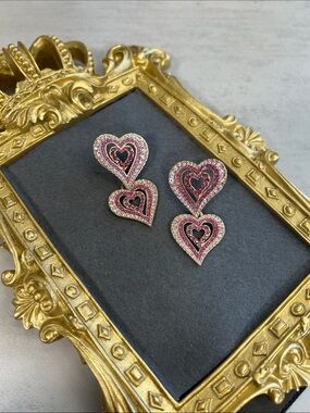 Heart Drop Pink Crystal Earrings - Women Jewelry